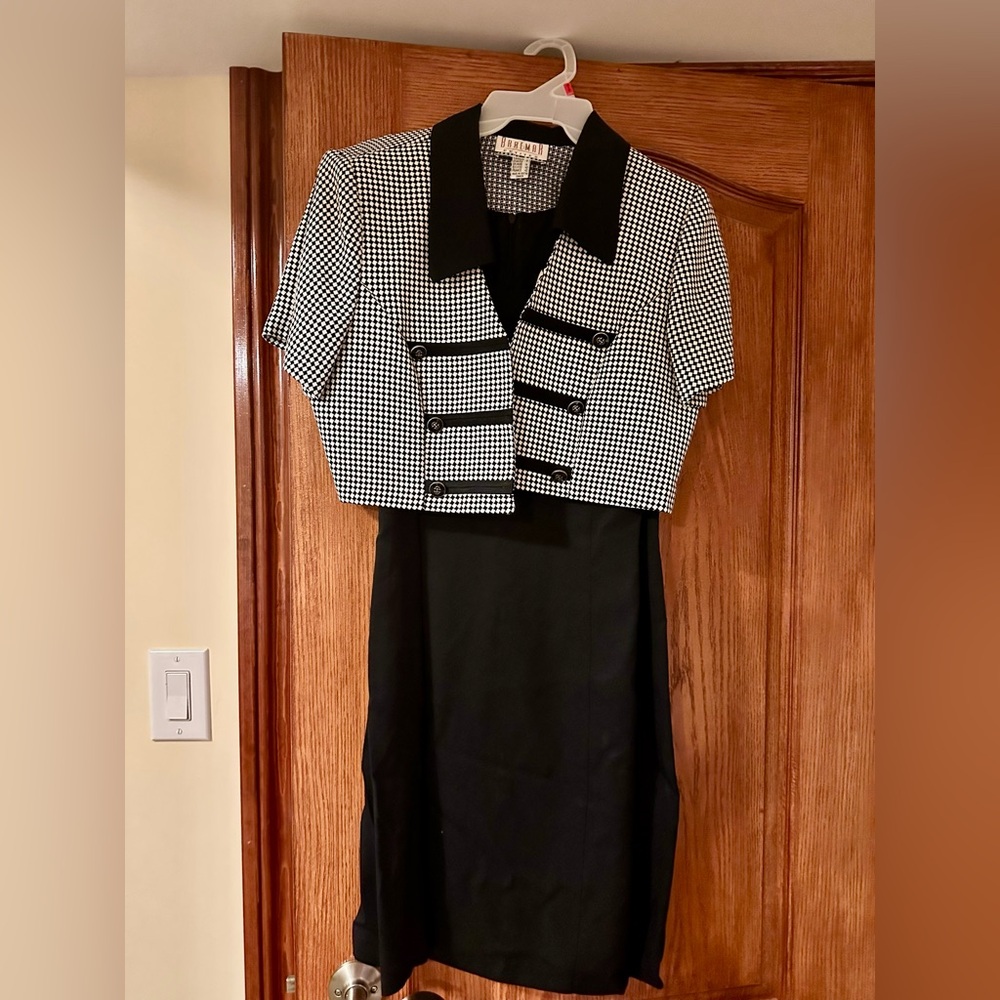 Vintage 80s/90s Jeremy Scott Black & White Dress With Shoulder Pads